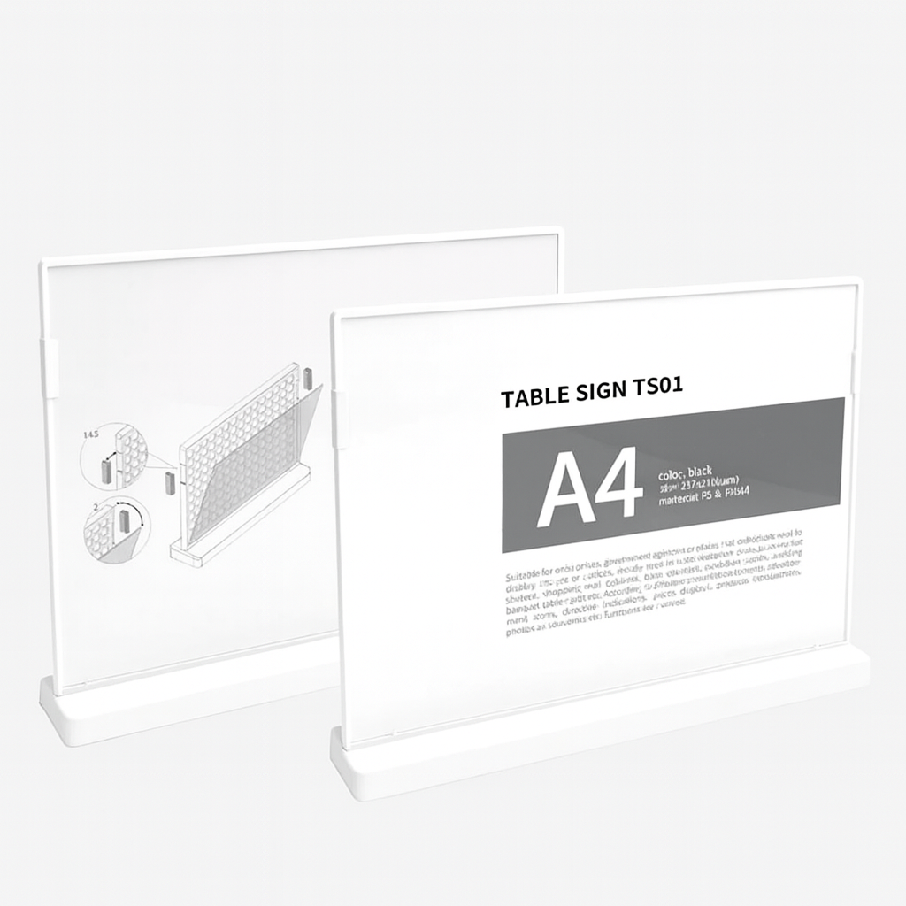 Table Sign TS01 A4 horizontal white（6 Pack）