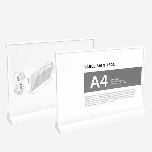 Table Sign TS01 A4 horizontal white（6 Pack）