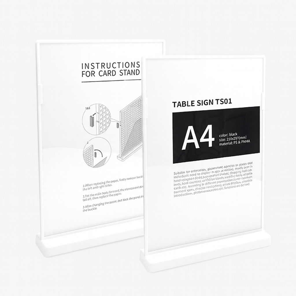 Table Sign TS01  A4 vertical white（6 Pack）