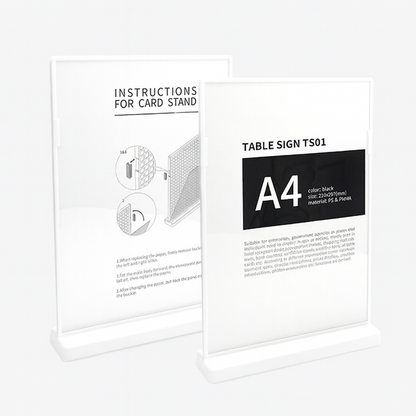 Table Sign TS01  A4 vertical white（6 Pack）
