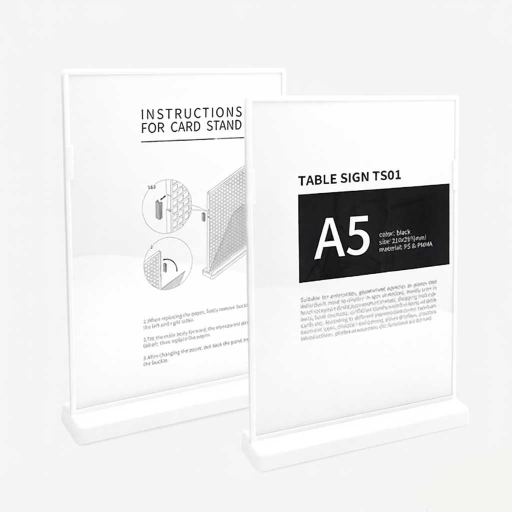 Table Sign TS01 A5 vertical white（6 Pack）