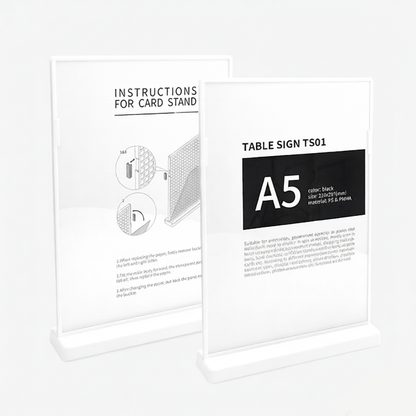 Table Sign TS01 A5 vertical white（6 Pack）